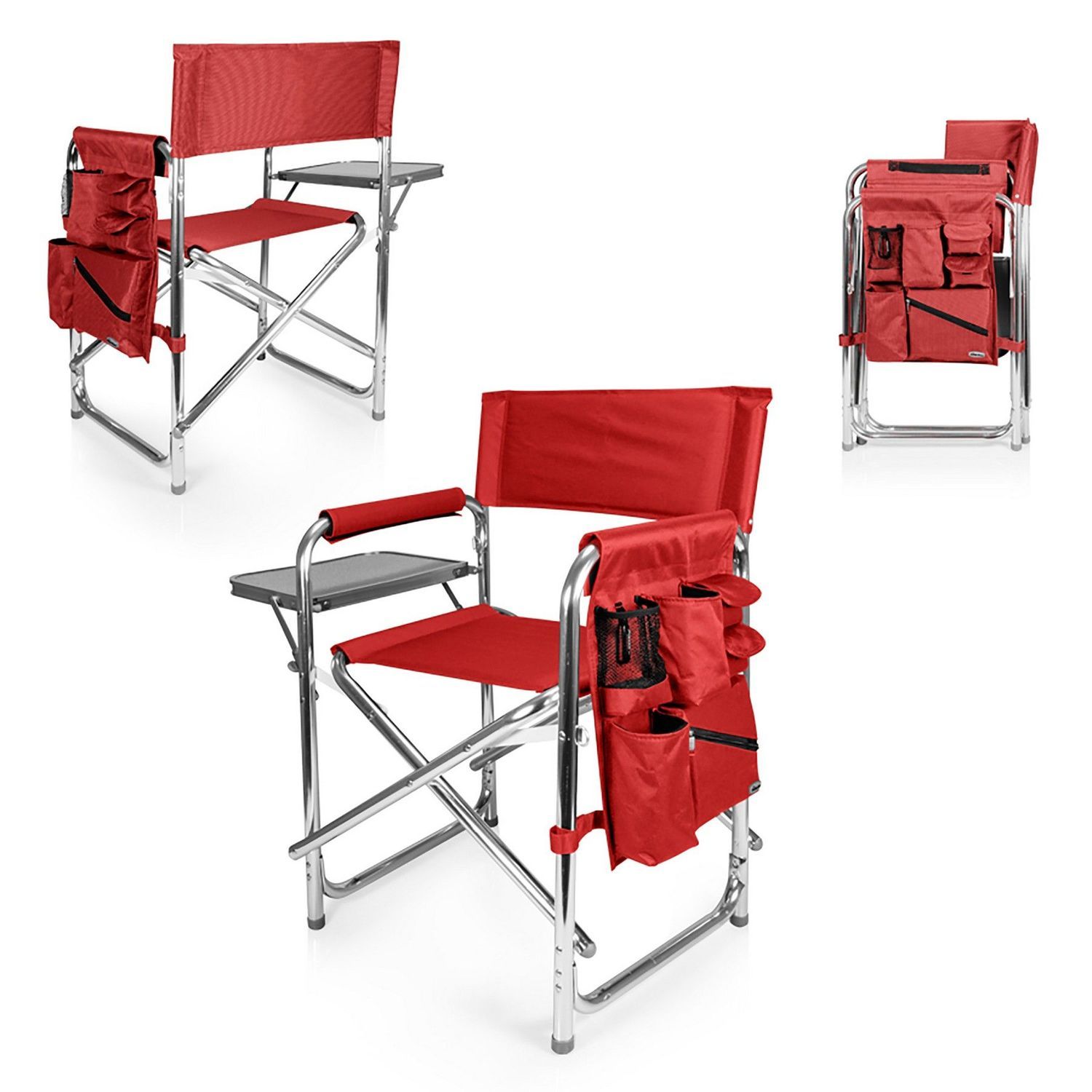 Sports Chair Portable Folding Chair w/ Integrated Side Table